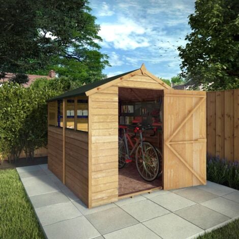 8 x 6 Feet Single Door Overlap Apex Shed - Timber - L240.4 x W190.5 x H198.6 cm - Brown