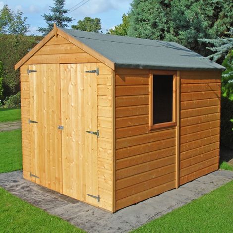 SHIRE 8 x 6 Feet Warwick Double Doors Tongue and Groove Garden Shed Workshop