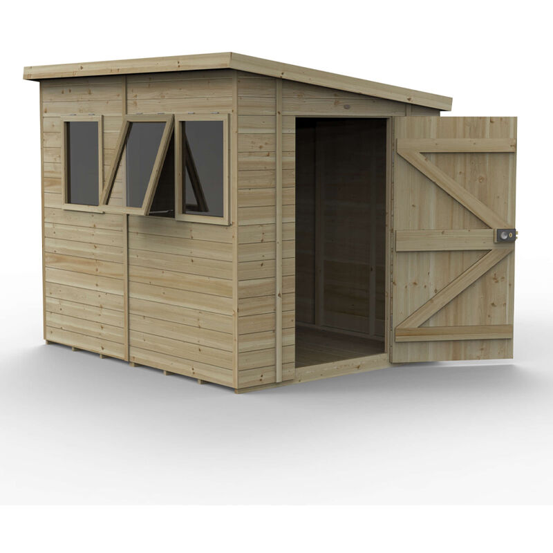 8' x 6' Forest Timberdale 25yr Guarantee Tongue & Groove Pressure Treated Pent Shed – 3 Windows (2.5m x 2m)