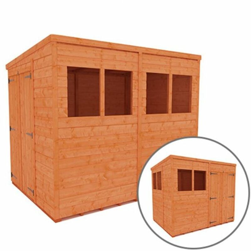 Horsforthmodular - 8 x 6 Tongue and Groove Pent Shed with Double Doors (12mm Tongue and Groove Floor and Roof)
