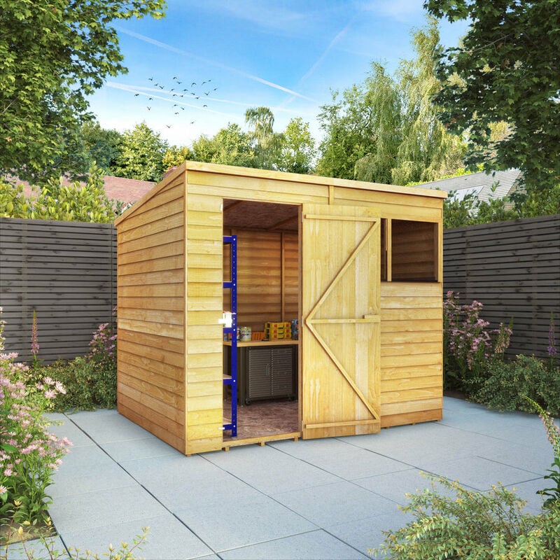 Overlap Pent Wooden Garden Storage Shed - 8 x 6 - Waltons