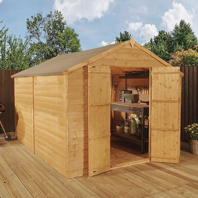 Overlap Apex Wooden Garden Storage Shed - 12 x 8 Windowless - Waltons