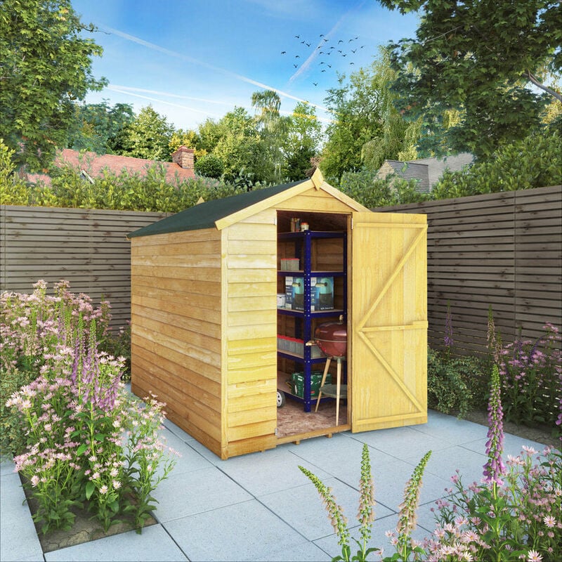 Overlap Apex Wooden Garden Storage Shed - 7 x 5 Windowless - Waltons