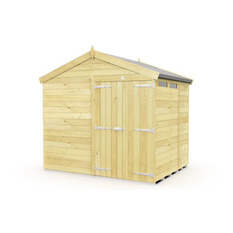 8 x 7 Feet Apex Security Shed - Double Door - Wood - L214 x W231 x H217 cm