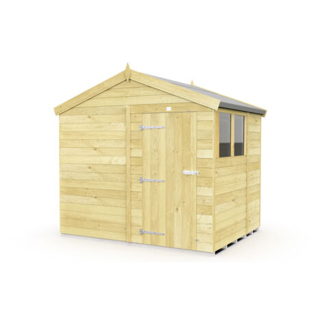 8 x 7 Feet Apex Shed - Single Door With Windows - Wood - L214 x W231 x H217 cm