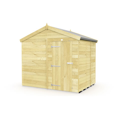 8 x 7 Feet Apex Shed - Single Door Without Windows - Wood - L214 x W231 x H217 cm