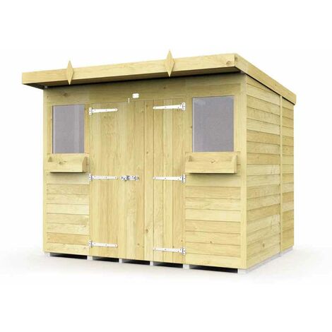 8 x 7 Feet Pent Summer Shed - Wood - L214 x W243 x H201 cm
