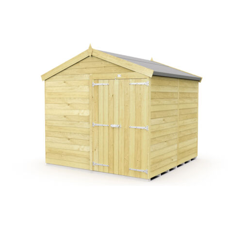 8 x 8 Feet Apex Shed - Double Door Without Windows - Wood - L243 x W231 x H217 cm