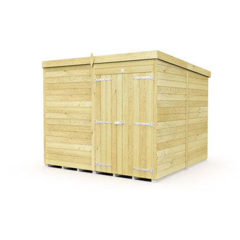 8 x 8 Feet Pent Shed - Double Door Without Windows - Wood - L231 x W243 x H201 cm