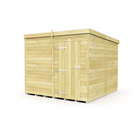 8 x 8 Feet Pent Shed - Single Door Without Windows - Wood - L231 x W243 x H201 cm