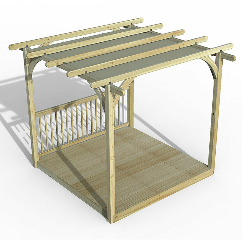 8' x 8' Forest Pergola Deck Kit with Retractable Canopy No. 2 (2.4m x 2.4m)