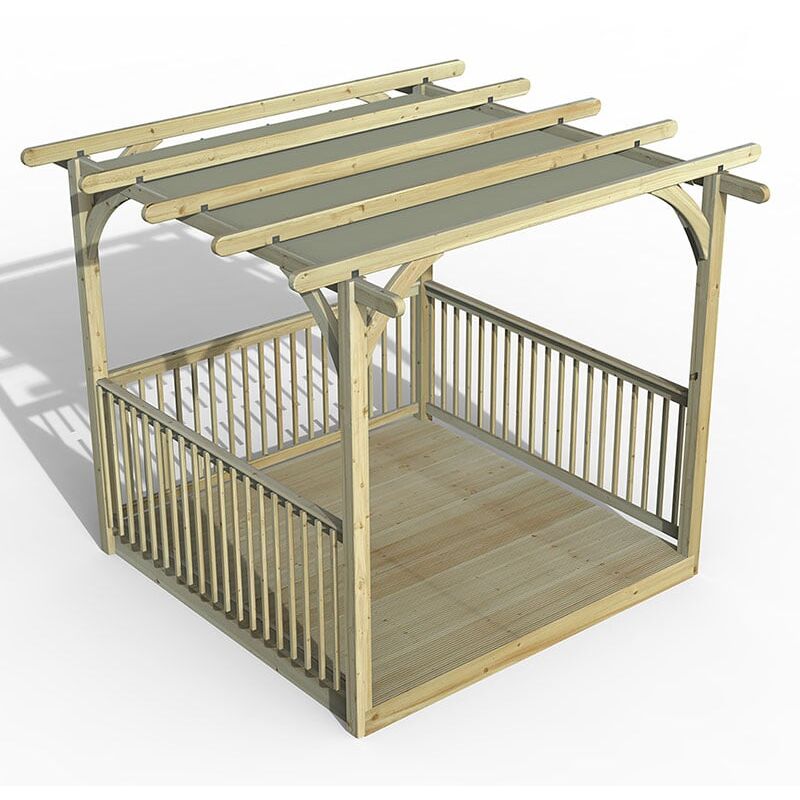 Forest Garden - 8' x 8' Forest Pergola Deck Kit with Retractable Canopy No. 3 (2.4m x 2.4m)