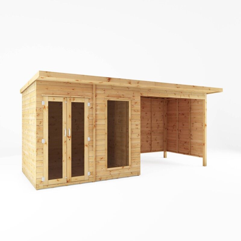 Shiplap Pent Wooden Garden Room Summerhouse - 16 x 6 Summerhouse with Patio Area - Waltons