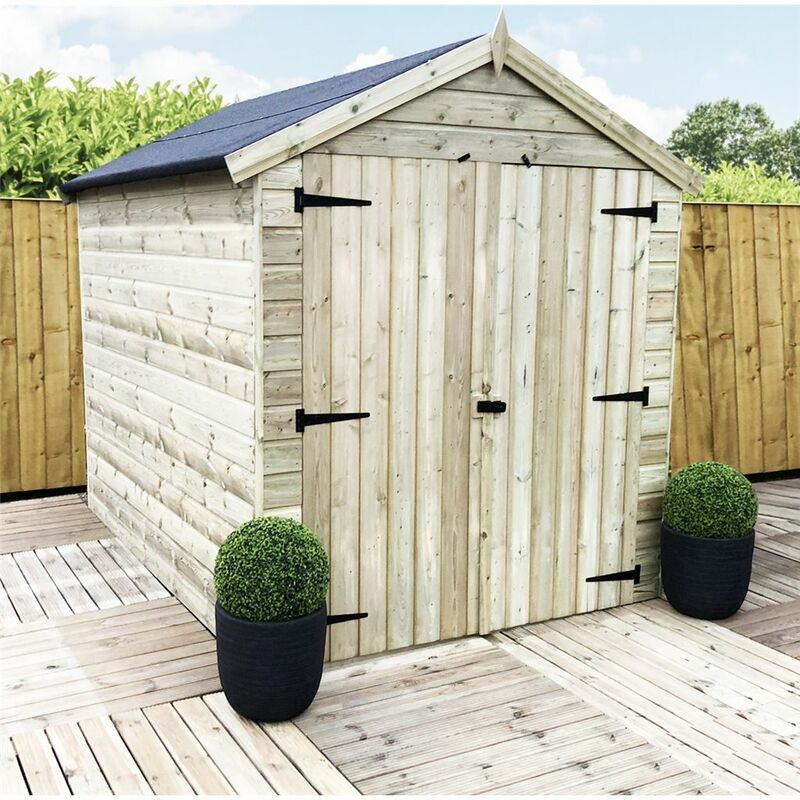 Marlborough Premier Apex Sheds(bs) - 8 x 8 Windowless Premier Pressure Treated Tongue And Groove Apex Shed With Higher Eaves And Ridge Height And