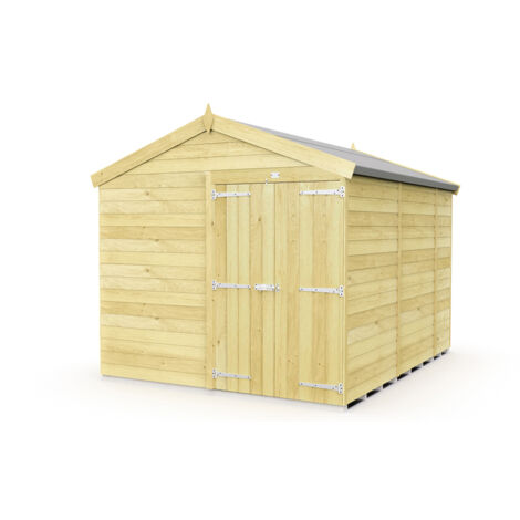 8 x 9 Feet Apex Shed - Double Door Without Windows - Wood - L272 x W231 x H217 cm