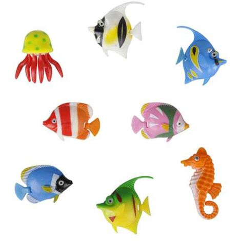 8 x Colourful Assorted Artificial Plastic Bubble Lamp Aquarium Tropical Fish Jellyfish & Seahorse
