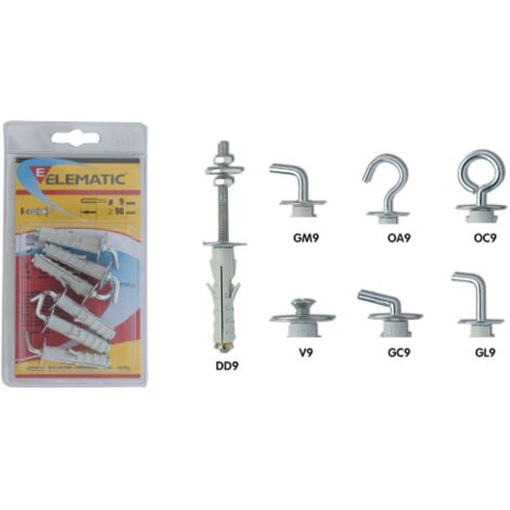 8 x ELEMATIC BLISTER TASSELLO ENP/GM 9 GANCIO MED 6 PZ