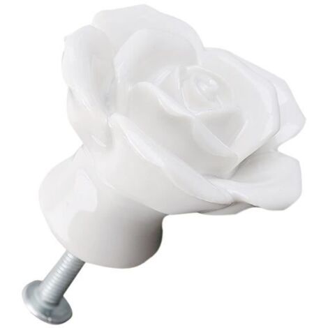 8 x Poignee Bouton Rose Blanc decoration porte meuble tiroir
