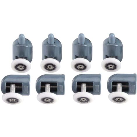 8 x Roulettes doubles pour porte de douche en haut et en bas, roulettes de roulement pour salle de bain, roue unique