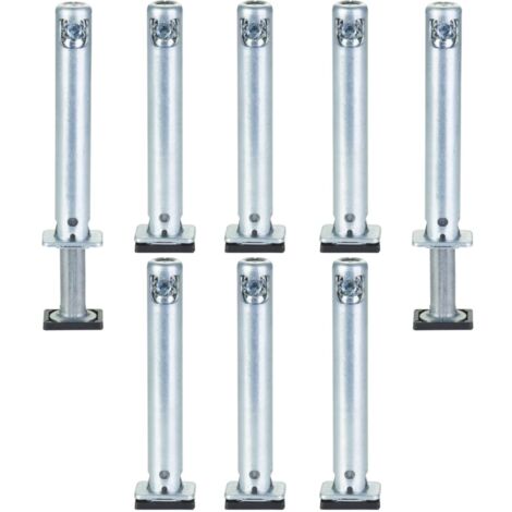 8 x SOTECH Sockel-Höhenversteller (Höhe 70 mm Durchmesser Ø 14 mm Bohrtiefe 80 mm Tragkraft 300 kg) verstellbar +25 mm mit Bodengleiter zum Einbohren in Wangen und Schrankseiten