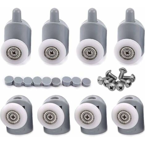 8 x verstellbare Rollen, Doppelrollen, Lenkrollen, Duschtür, Badezimmer, 25 mm