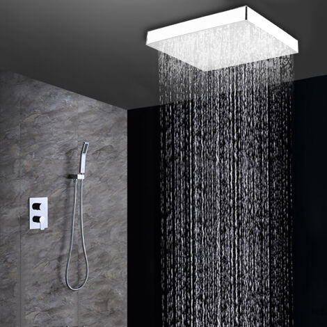 8-Zoll-Vierkant-LED-Duschkopf in Chrom, 7 wechselnde Farben, kabellos und batteriebetrieben, ABS-Material, Grün oder Metallic-Grau