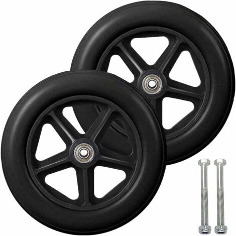 8-Zoll-Vorderrad, 2 Stück Rollstuhl-Ersatzräder, rutschfester Vollreifen, 190 mm Grau in Schwarz, Räder für Rollstühle, Rollatoren, Rollatoren (schwarz)