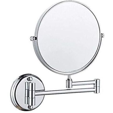 8 Zoll Wandmontage Badezimmerspiegel drehbar doppelseitig, faltbar und ausziehbar, 3-fach Vergrößerung (Silber)