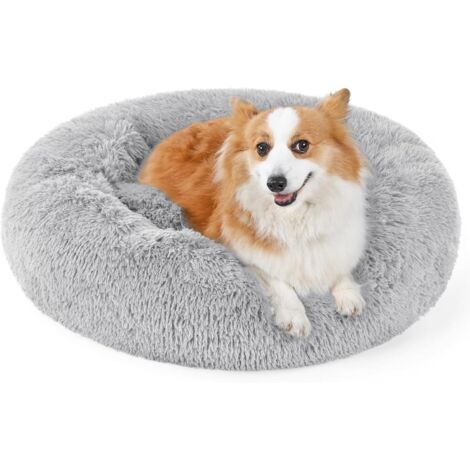 80 cm Außendurchmesser, hellgrau, für den Innenbereich, Katzen- und Hundebett, maschinenwaschbar, weiches Plüsch, rund, flauschig, 1 Stück