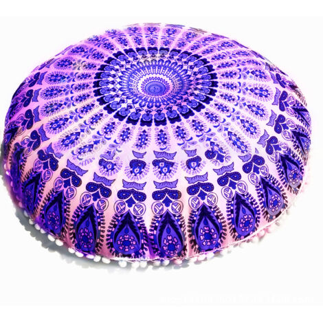 80 cm Bodenkissenbezug, rundes Stützkissen aus Baumwolle, bequemer Dekobezug, dunkelviolett, 1 Stück