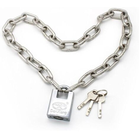 80 cm Cadenas de Chaîne en Acier Inoxydable, Antivol Vélo et Moto Robuste, Chaîne de Sécurité pour Garages, Clôtures et Entrepôts (avec 3 Clés)