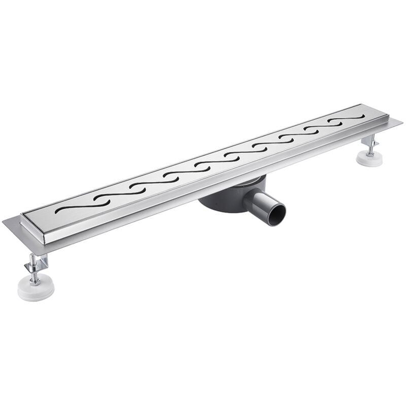 Finmrys - 80 cm Caniveau Douche Italienne ( 360° Courbe ) Acier Inoxydable Caniveau de Sol à l'italienne Grille, Drain de Douche Extra Plat avec