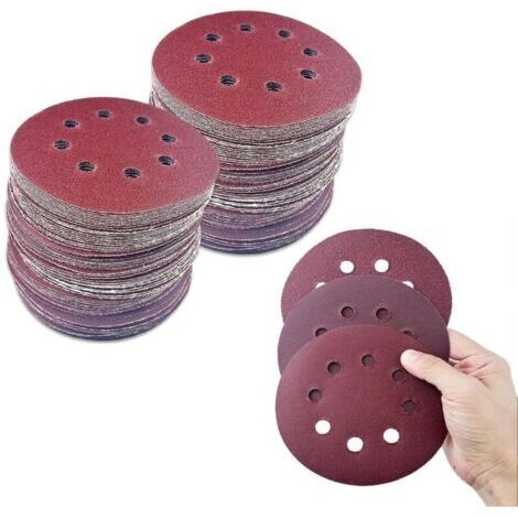 80 disques de ponçage professionnels de 125 mm avec 8 trous, pour ponceuses orbitales aléatoires, pour le polissage et l'élimination de la rouille, grains 40/60/80/100/120/180/240/320