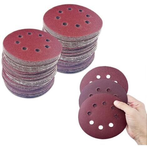 80 disques de ponçage professionnels de 125 mm avec 8 trous, pour ponceuses orbitales aléatoires, pour le polissage et l'élimination de la rouille, grains 40/60/80/100/120/180/240/320