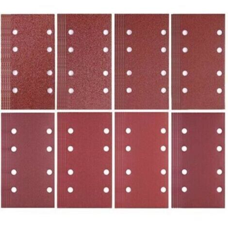 80 feuilles de papier abrasif 93 x 185 mm 8 trous de papier abrasif 40/60/80/120/180/240/320/400 pour ponceuse Bosch