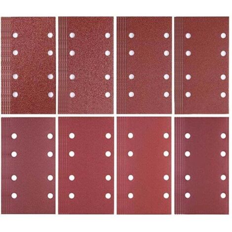 80 feuilles de papier abrasif 93 x 185 mm 8 trous de papier abrasif 40/60/80/120/180/240/320/400 pour ponceuse Bosch