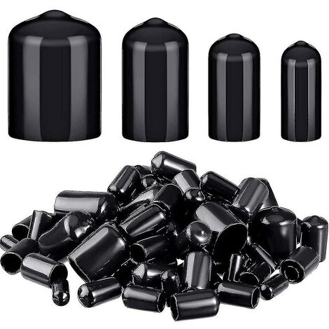 80 Gummi-Endkappen-Schraubkappen, 4 Größen, 1/4 bis 3/4 Zoll (schwarz)
