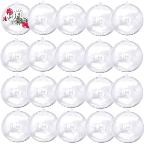 80 mm = 20 Stück, hängende Ornamente, transparente Weihnachtskugeln, befüllbare Weihnachtskugeln für Urlaub, Hochzeit, Party, Dekoration