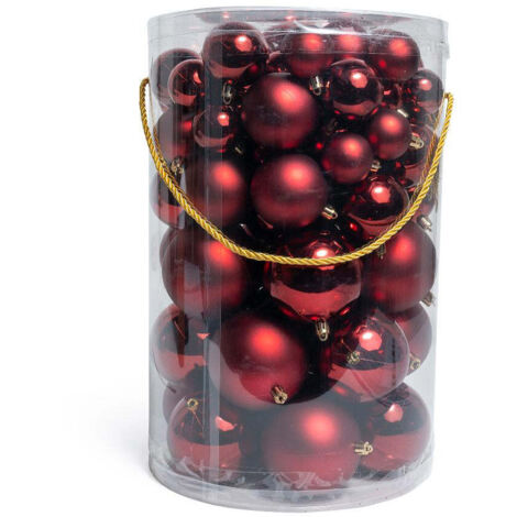80 Palline per albero di Natale miste in plastica per decorazioni natalizie -Rosso