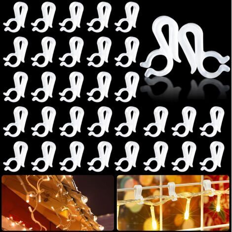 80 PCS Clip de Lumière de Noël en Plastique, Crochet de Lumière de Noël, Clips de Gouttière de Lumière, Crochets de Gouttière pour l'intérieur et l'extérieur, Noël, décoration d'éclairage de Ma