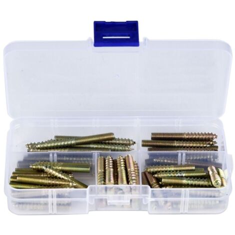 80 pcs M5 Cheville Vis Bois Meubles Connecteur Double Terminé Vis Cintre Boulon