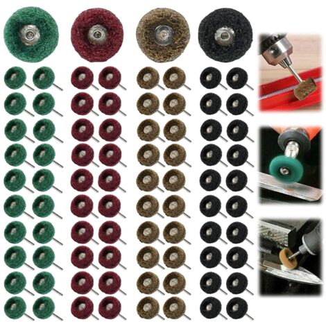 80 PCS Roues de Polissage Abrasif 25 mm Kit Polissage Perceuse Grain 120/180/320/400 Brosses a Tampons de Roue Abrasifs Mini Meules à Polir Kit pour Outil Rotatif De Dremel