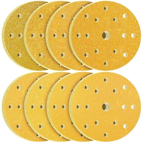80 Pièces Disque Abrasif 150mm Grain 60 80 100 120 180 240 320 400 15 Trous pour Ponceuse Excentrique