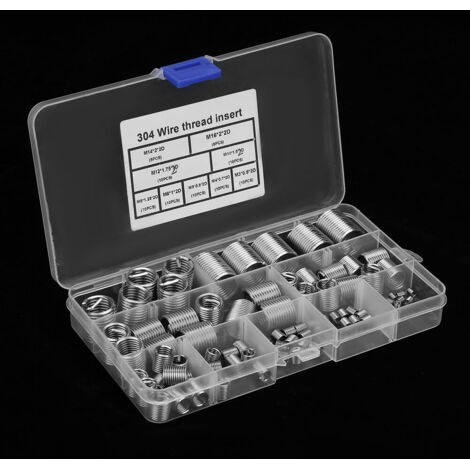 80 pièces inserts hélicoïdaux filetés en acier inoxydable SS304, bobine de fils M3 à M14