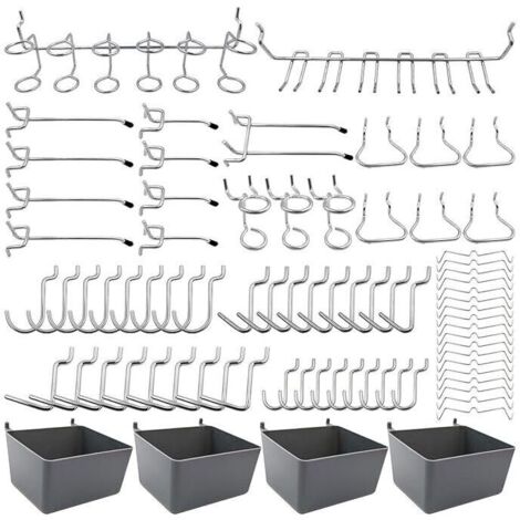 (80 pièces)Porte-outils de Crochets pour Panneaux Perforés avec Bacs, Verrous à Chevilles, pour Organiser Divers Outils