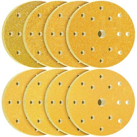80 Stück 150-mm-Schleifscheiben, Körnungen 60, 80, 100, 120, 180, 240, 320, 400, 15 Löcher für Exzenterschleifer