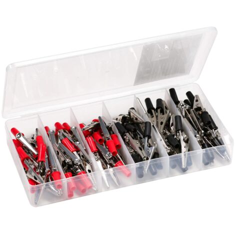WORKPLUS 80 teiliges Krokodilklemmen Set rot schwarz Kabelverbinder Krokodilklemme