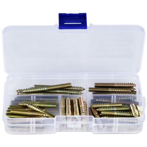 80 vis à double filetage M5 pour assemblage de meubles, boulon de suspension pour bois, connecteur en acier (80 pièces)