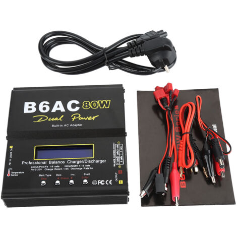 80 W B6AC digitales LCD-Lade-/Entladegerät für RC-Lithium-Ionen-, LiPo-, NiMH- und NiCd-Akkus