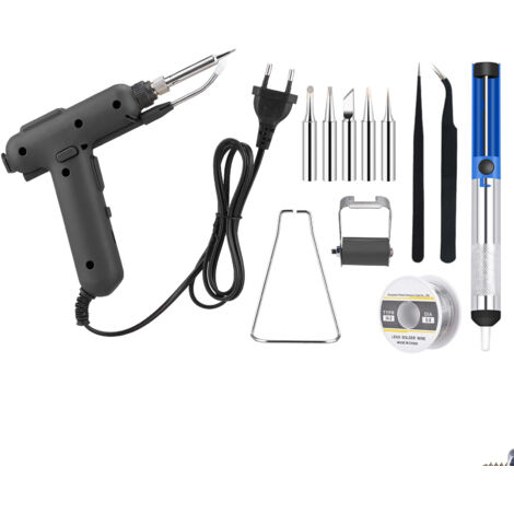 80-W-Elektrolötset, multifunktionales Automatikwerkzeug inklusive 5 Lötspitzen, 2 Pinzetten und Lötdraht für Reparaturen, Heimwerkerprojekte und den Heimgebrauch + 50 g Lötzinn, 5 Lötspitzen, 1 Paar H
